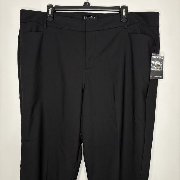 Eloquii Pants High Rise Black Stretch Trousers Plus Size 20S‎ Pockets Career NWT - Picture 2 of 12